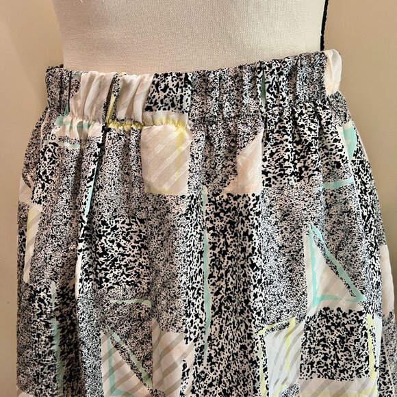 Vintage 80s Mod Abstract Print Skirt by Premonitions Size 12 - Picture 4 of 8
